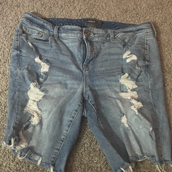 torrid Pants - Torrid distressed Blue Denim Shorts sz 16 w